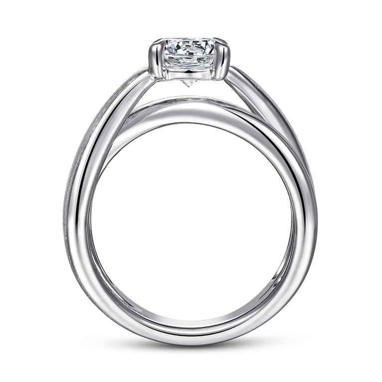 Ursa - 14K White Gold Split Shank Round Diamond Engagement Ring - Shot 2