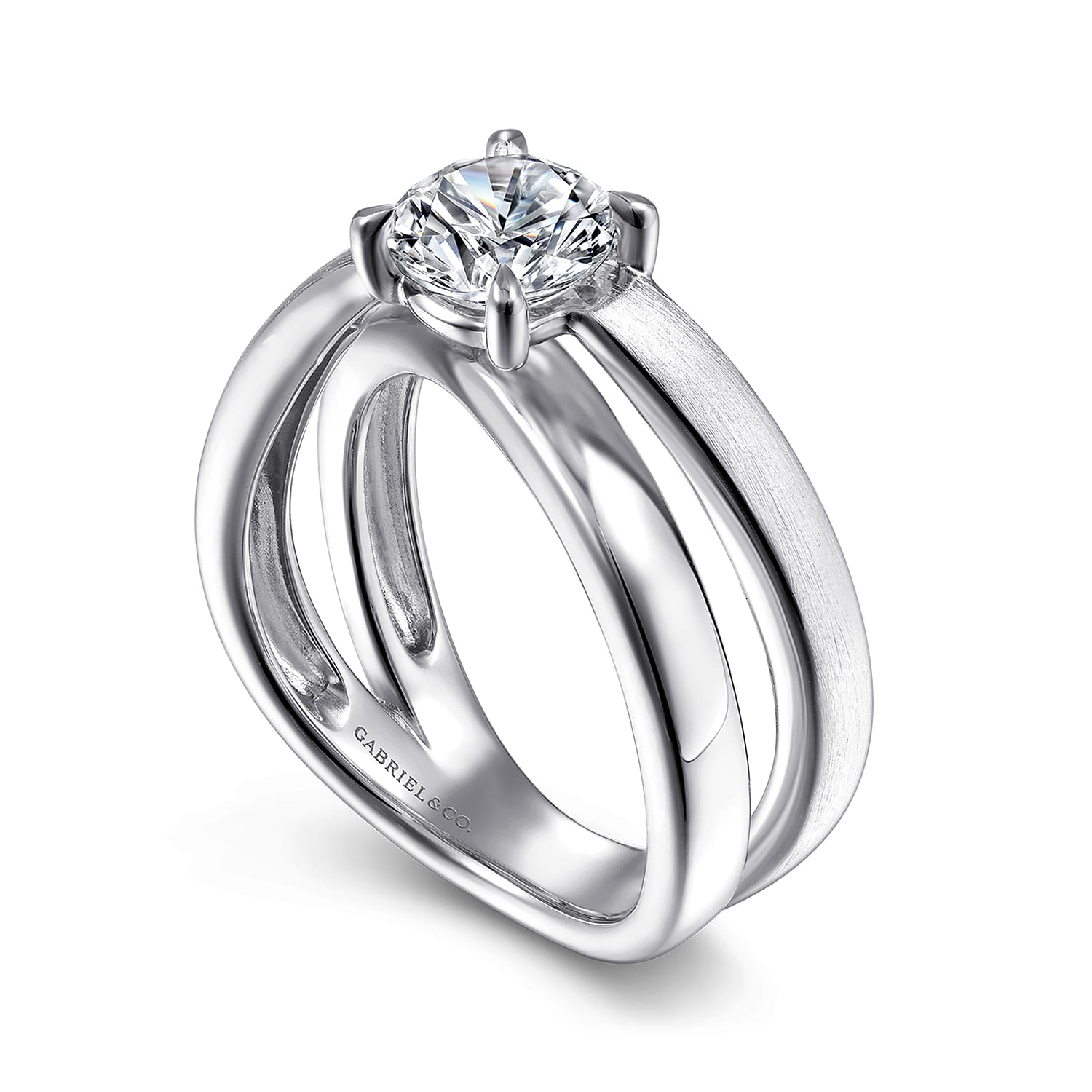 Ursa - 14K White Gold Split Shank Round Diamond Engagement Ring - Shot 3