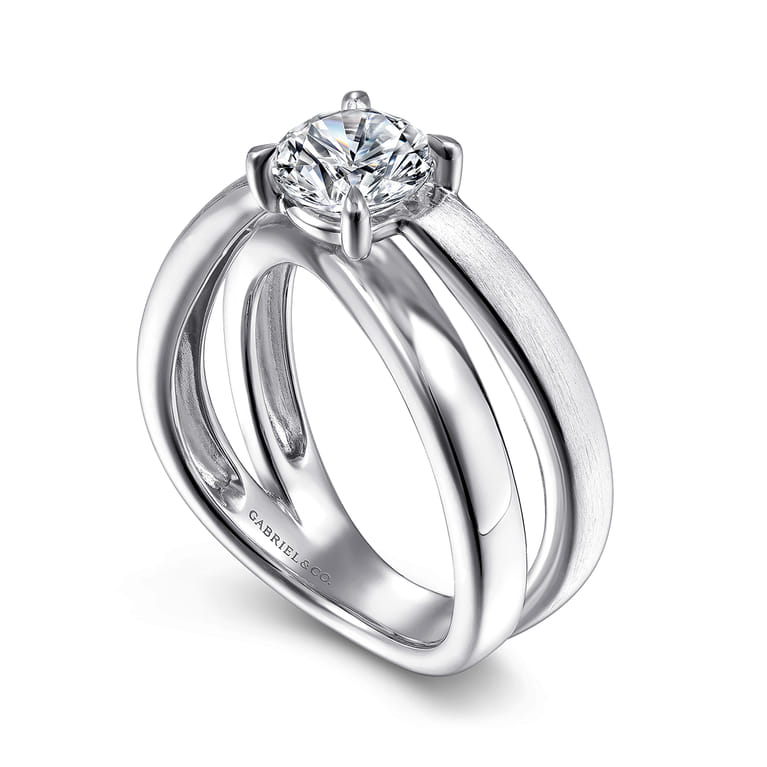 Ursa - 14K White Gold Split Shank Round Diamond Engagement Ring - Shot 3