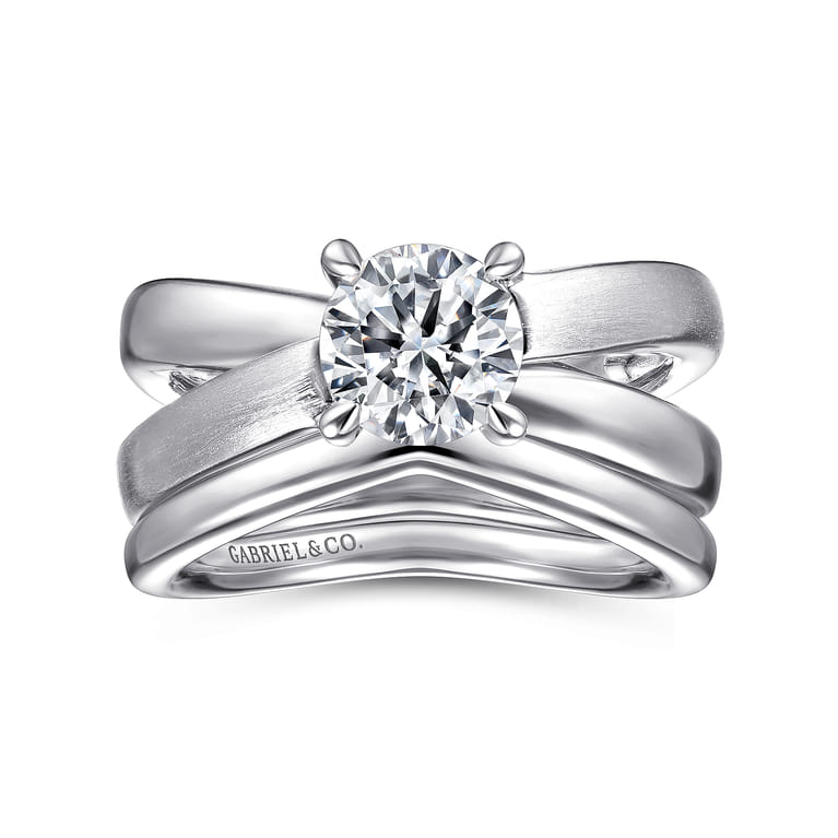 Ursa - 14K White Gold Split Shank Round Diamond Engagement Ring - Shot 4
