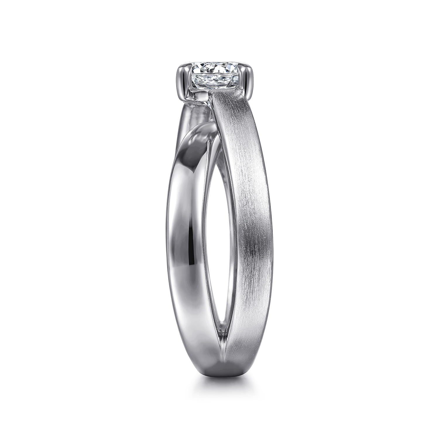 Ursa - 14K White Gold Split Shank Round Diamond Engagement Ring - Shot 5
