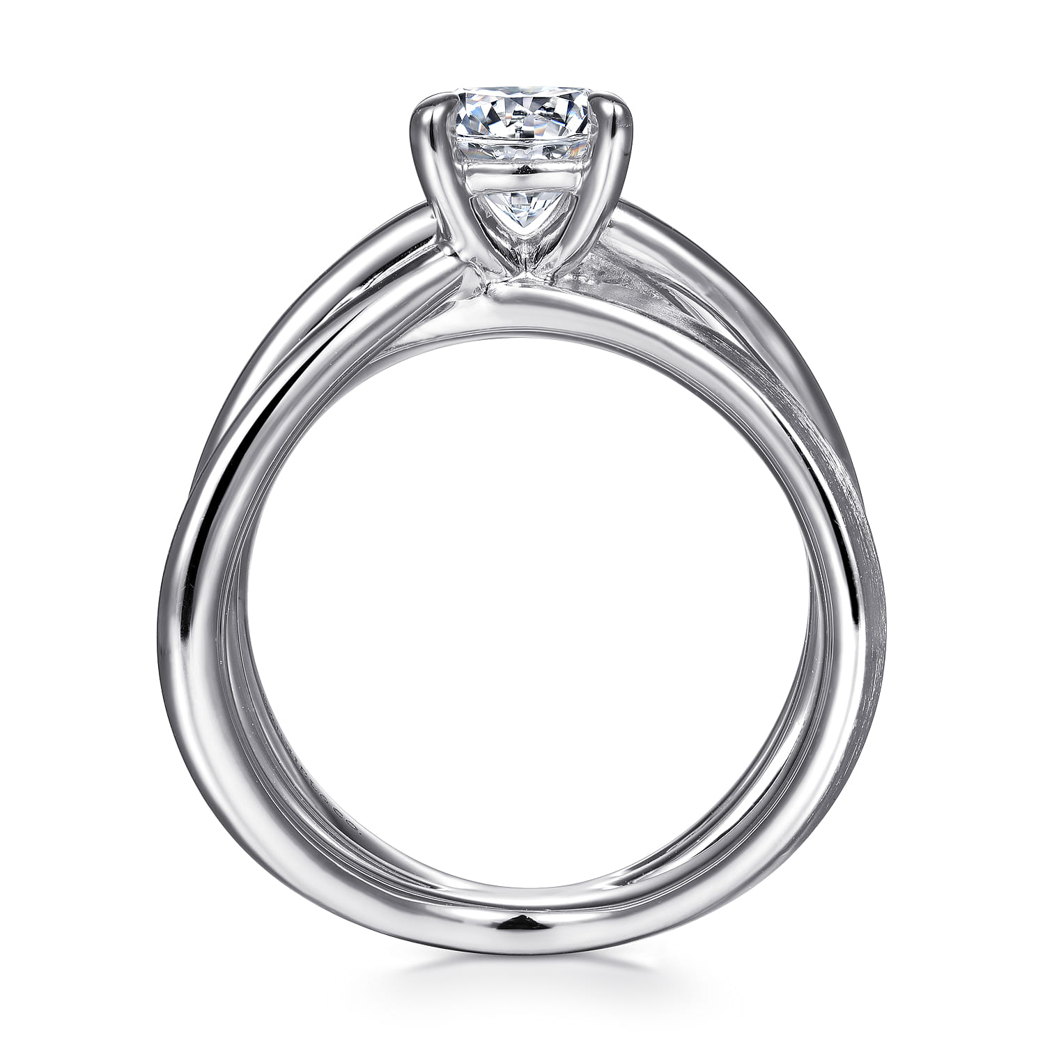 Fabiola - 14K White Gold Split Shank Round Diamond Engagement Ring - Shot 2