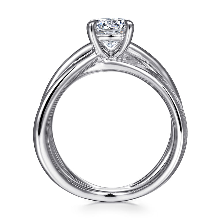 Fabiola - 14K White Gold Split Shank Round Diamond Engagement Ring - Shot 2