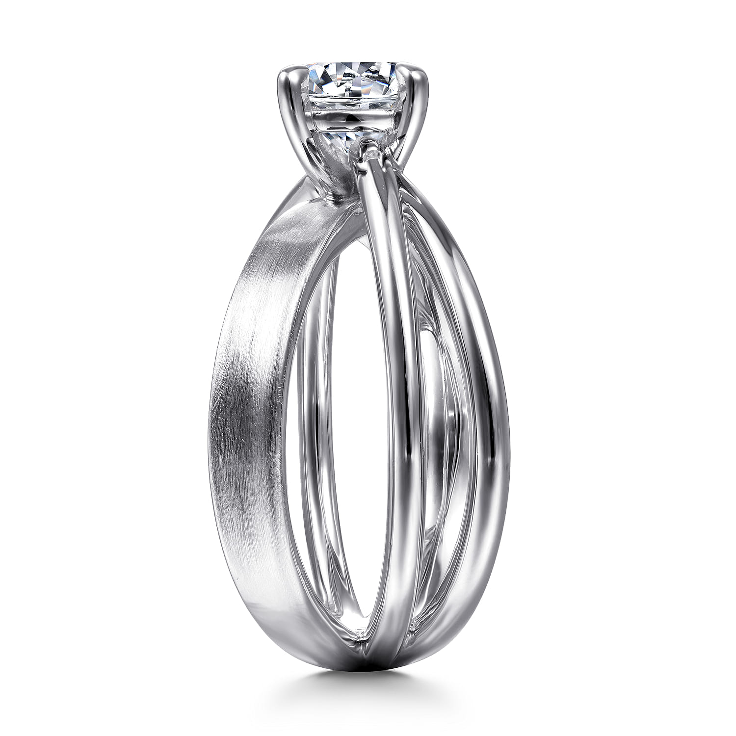 Fabiola - 14K White Gold Split Shank Round Diamond Engagement Ring - Shot 5