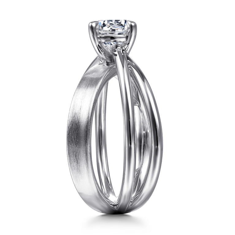 Fabiola - 14K White Gold Split Shank Round Diamond Engagement Ring - Shot 5