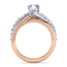 Zaira - 14K White-Rose Gold Marquise Shape Free Form Diamond Engagement Ring - 0.75 ct