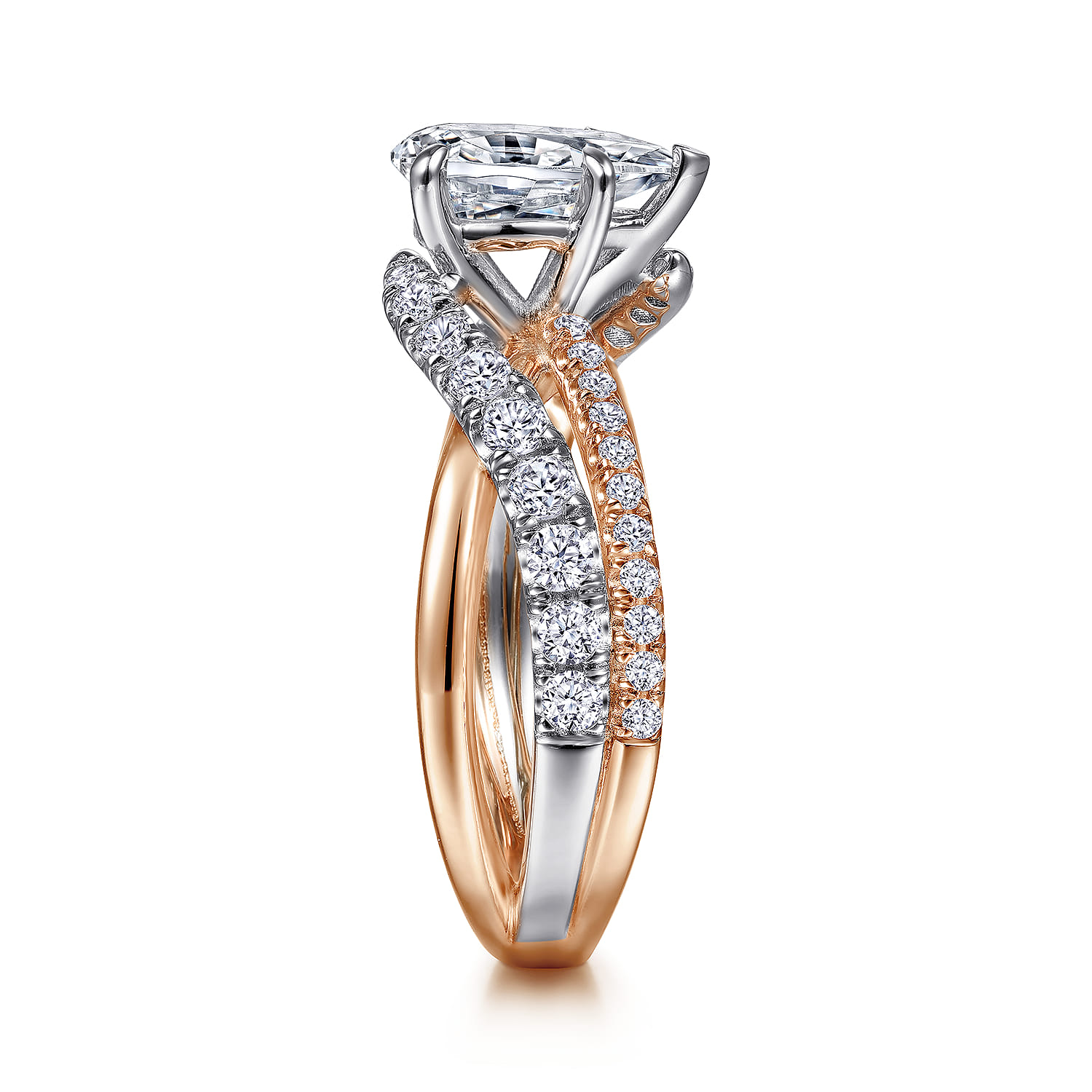 Zaira - 14K White-Rose Gold Pear Shape Free Form Diamond Engagement Ring - 0.75 ct - Shot 5