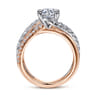 Zaira - 14K White-Rose Gold Round Free Form Diamond Engagement Ring - 0.75 ct