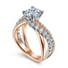 Zaira - 14K White-Rose Gold Round Free Form Diamond Engagement Ring - 0.75 ct