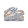 Zaira - 14K White-Rose Gold Round Free Form Diamond Engagement Ring - 0.75 ct
