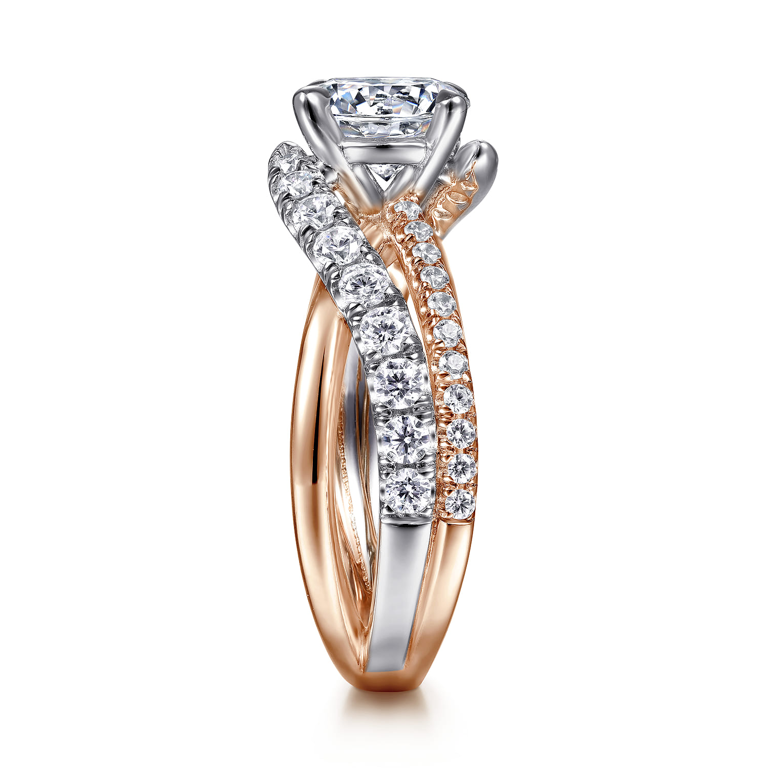 Zaira - 14K White-Rose Gold Round Free Form Diamond Engagement Ring - 0.75 ct - Shot 5