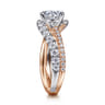 Zaira - 14K White-Rose Gold Round Free Form Diamond Engagement Ring - 0.75 ct