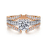 Riola - 14K White-Rose Gold Split Shank Round Diamond Engagement Ring - 0.82 ct