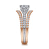 Riola - 14K White-Rose Gold Split Shank Round Diamond Engagement Ring - 0.82 ct
