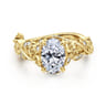 Martedi - 14K Yellow Gold Floral Oval Diamond Engagement Ring - 0.15 ct