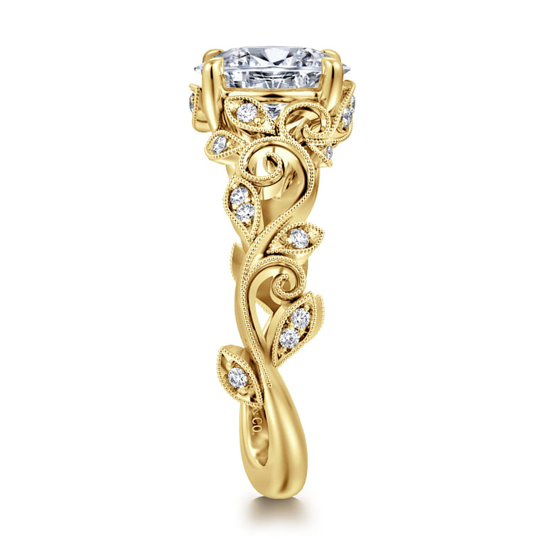 Martedi - 14K Yellow Gold Floral Oval Diamond Engagement Ring - 0.15 ct - Shot 4