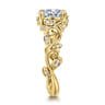 Martedi - 14K Yellow Gold Floral Oval Diamond Engagement Ring - 0.15 ct