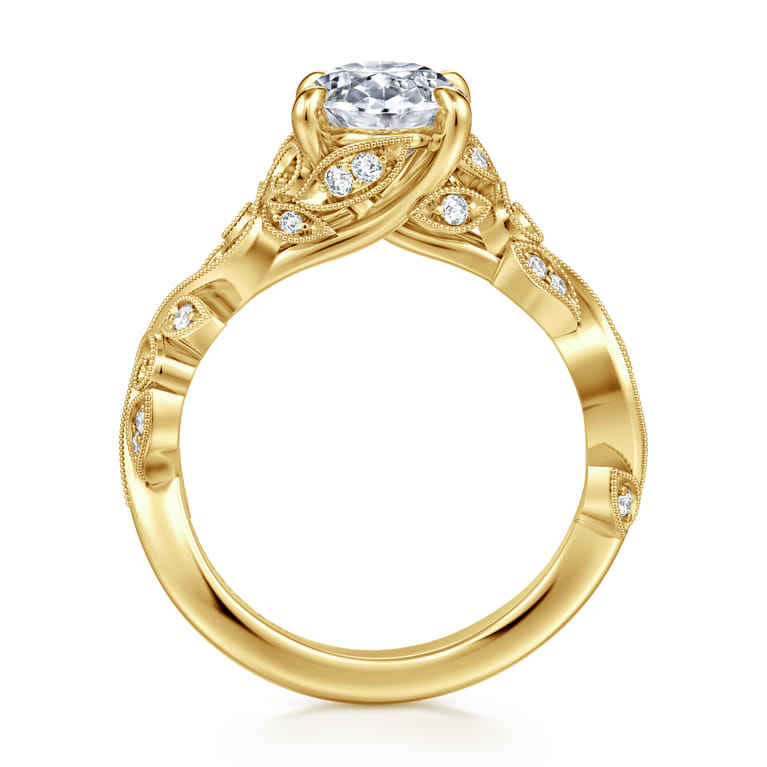 Martedi - 14K Yellow Gold Floral Oval Diamond Engagement Ring - 0.15 ct - Shot 2
