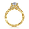 Martedi - 14K Yellow Gold Floral Oval Diamond Engagement Ring - 0.15 ct