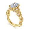 Martedi - 14K Yellow Gold Floral Oval Diamond Engagement Ring - 0.15 ct