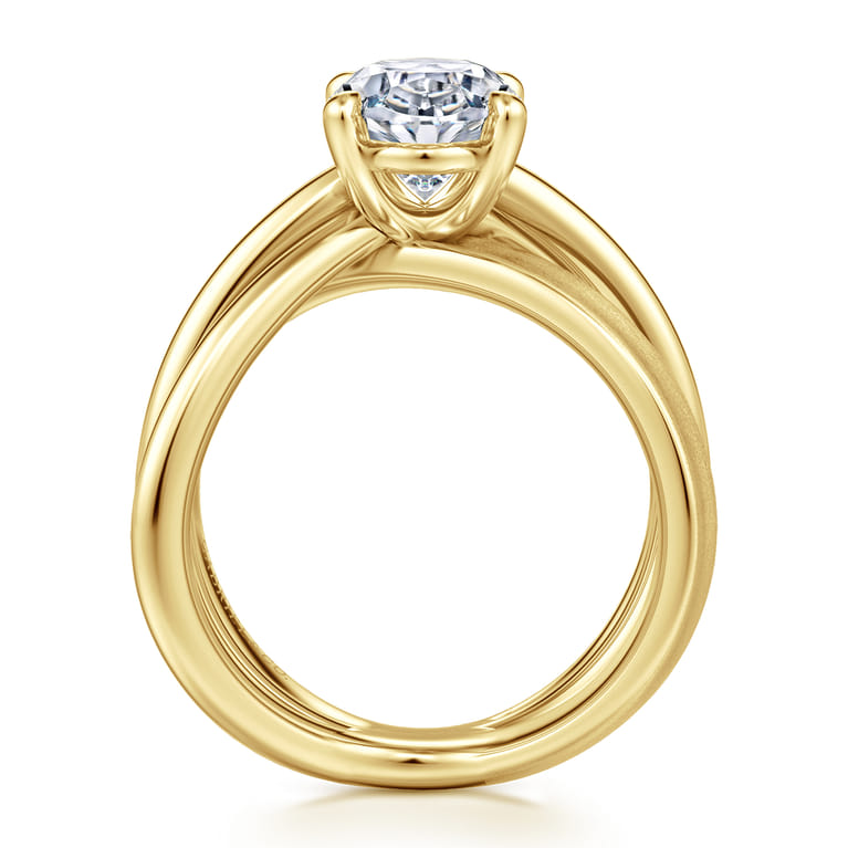 Fabiola - 14K Yellow Gold Split Shank Oval Diamond Engagement Ring - Shot 2