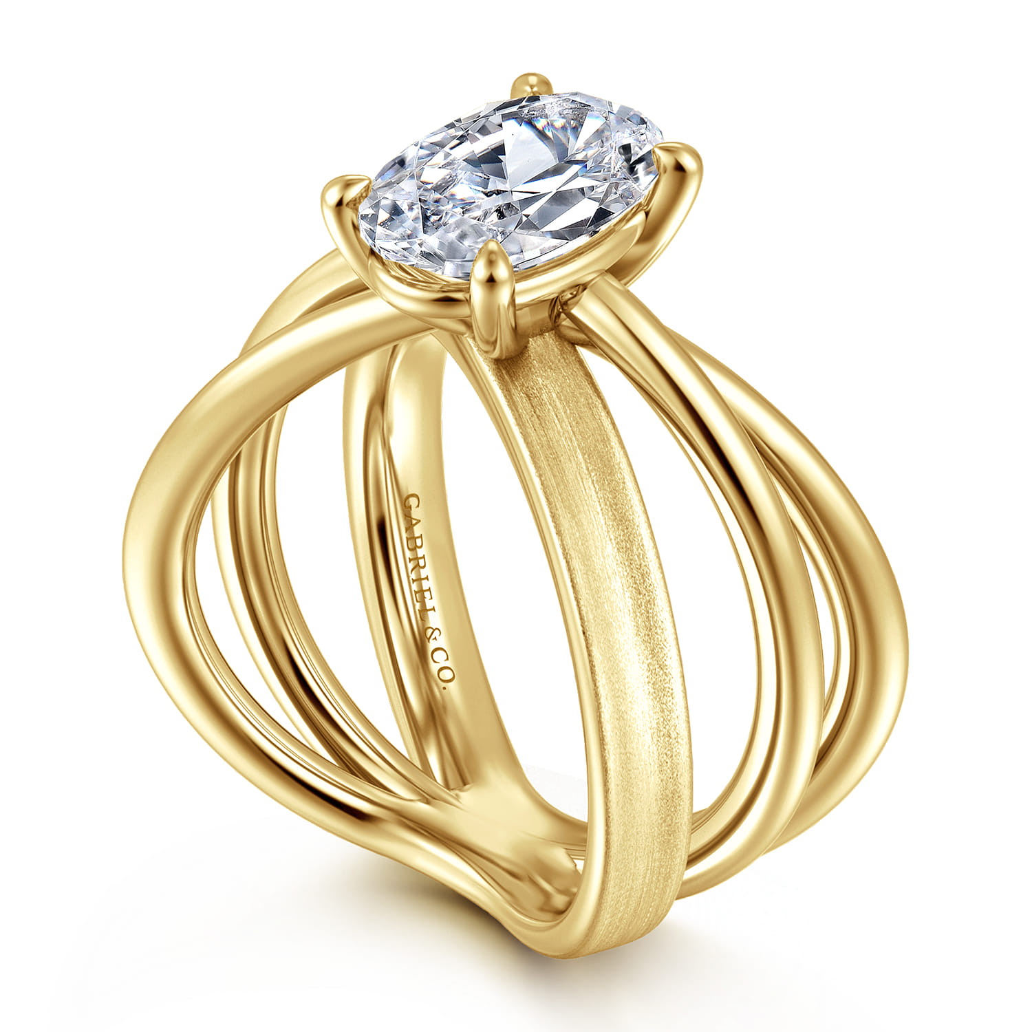 Fabiola - 14K Yellow Gold Split Shank Oval Diamond Engagement Ring - Shot 3