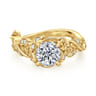 Martedi - 14K Yellow Gold Floral Round Diamond Engagement Ring - 0.15 ct