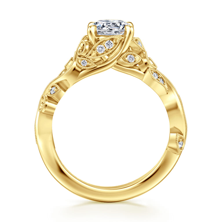 Martedi - 14K Yellow Gold Floral Round Diamond Engagement Ring - 0.15 ct - Shot 2