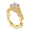 Martedi - 14K Yellow Gold Floral Round Diamond Engagement Ring - 0.15 ct