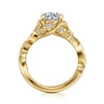 Martedi - 14K Yellow Gold Floral Round Diamond Engagement Ring - 0.15 ct