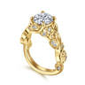 Martedi - 14K Yellow Gold Floral Round Diamond Engagement Ring - 0.15 ct