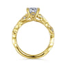 Lena - 14K Yellow Gold Floral Round Diamond Engagement Ring - 0.16 ct