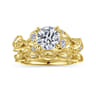 Lena - 14K Yellow Gold Floral Round Diamond Engagement Ring - 0.16 ct