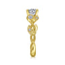 Lena - 14K Yellow Gold Floral Round Diamond Engagement Ring - 0.16 ct