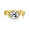 Lena - 14K Yellow Gold Floral Round Diamond Engagement Ring - 0.16 ct