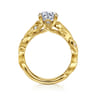 Lena - 14K Yellow Gold Floral Round Diamond Engagement Ring - 0.16 ct