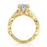 Lena - 14K Yellow Gold Floral Round Diamond Engagement Ring - 0.16 ct
