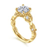 Lena - 14K Yellow Gold Floral Round Diamond Engagement Ring - 0.16 ct