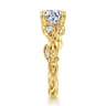Lena - 14K Yellow Gold Floral Round Diamond Engagement Ring - 0.16 ct