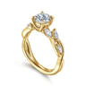 Charlina - 14K Yellow Gold Floral Round Diamond Engagement Ring - 0.17 ct