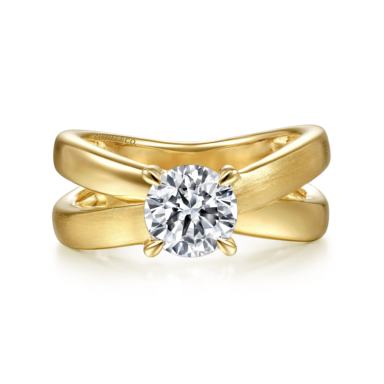 Ursa - 14K Yellow Gold Split Shank Round Diamond Engagement Ring - Shot 1