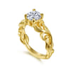 Deigna - 14K Yellow Gold Split Shank Round Diamond Engagement Ring