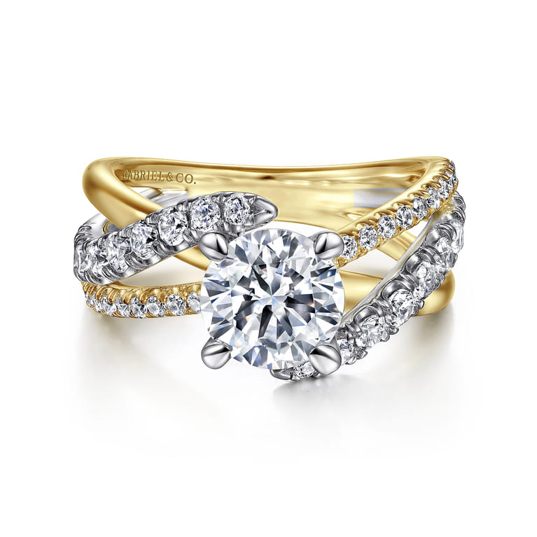 Zaira - 14K White-Yellow Gold Round Diamond Engagement Ring - 0.75 ct - Shot 1