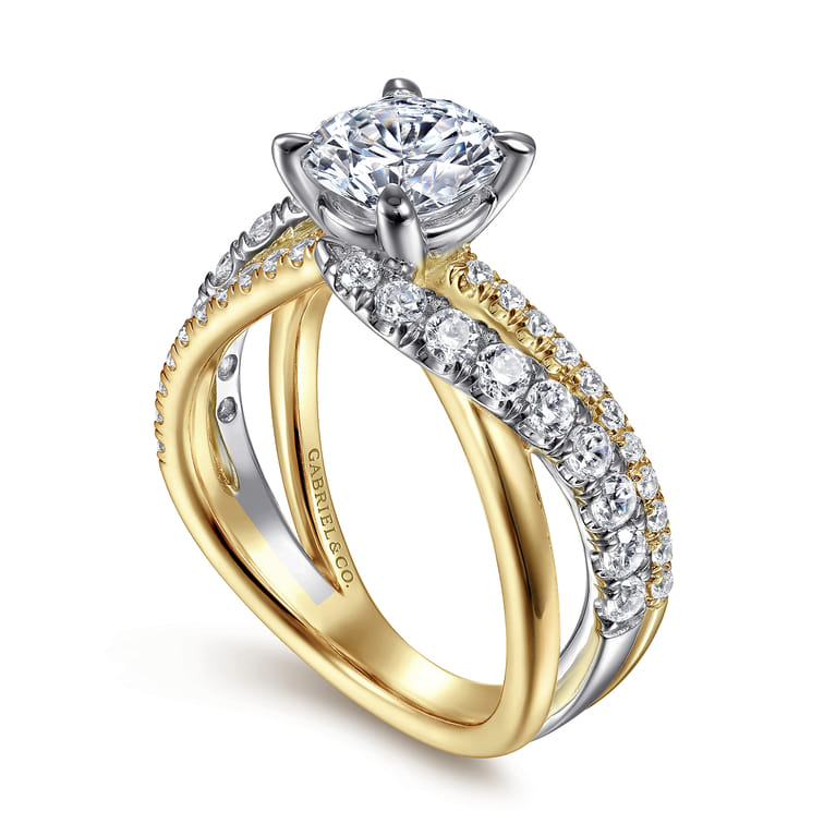 Zaira - 14K White-Yellow Gold Round Diamond Engagement Ring - 0.75 ct - Shot 3