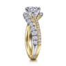 Zaira - 14K White-Yellow Gold Round Diamond Engagement Ring - 0.75 ct