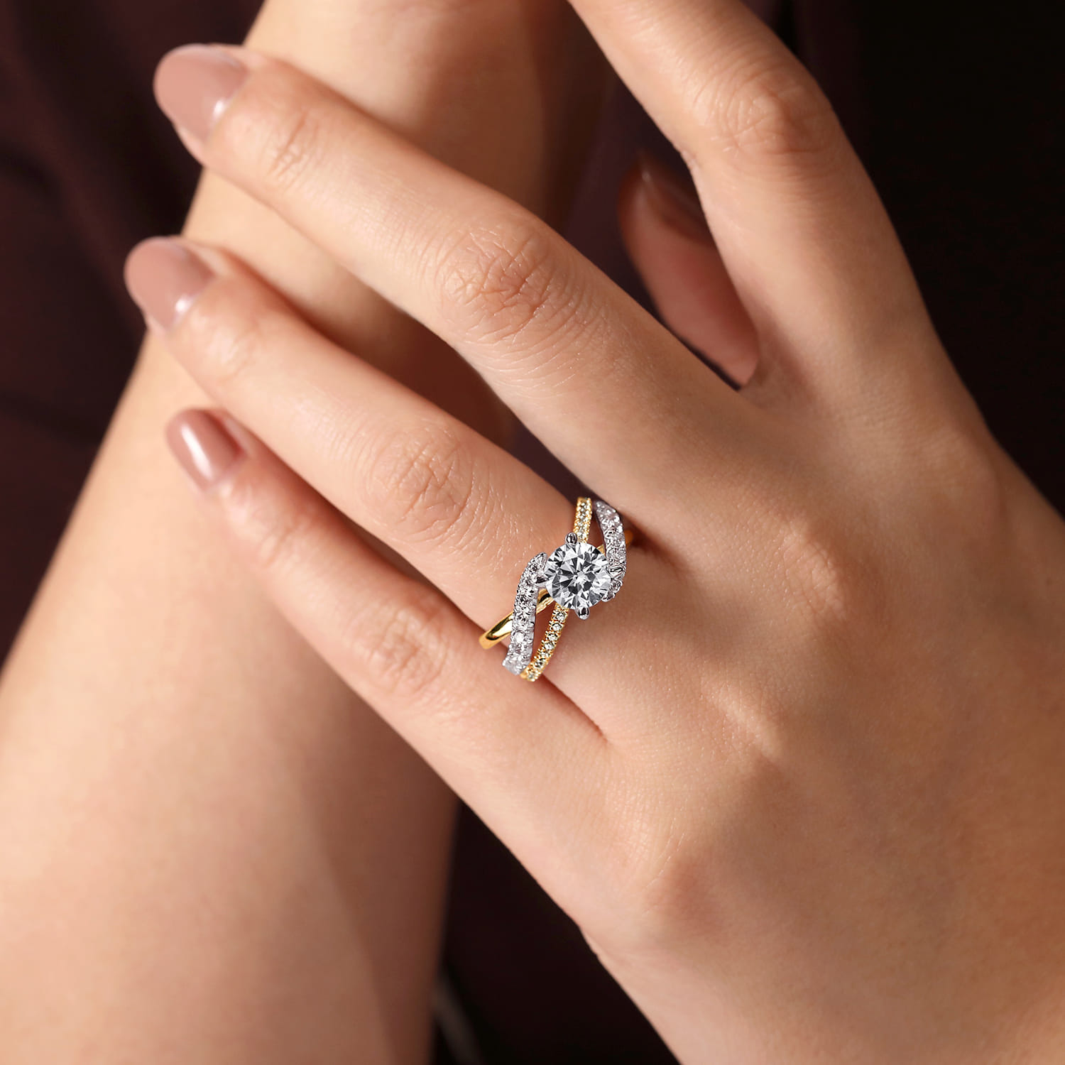 Zaira - 14K White-Yellow Gold Round Diamond Engagement Ring - 0.75 ct - Shot 6