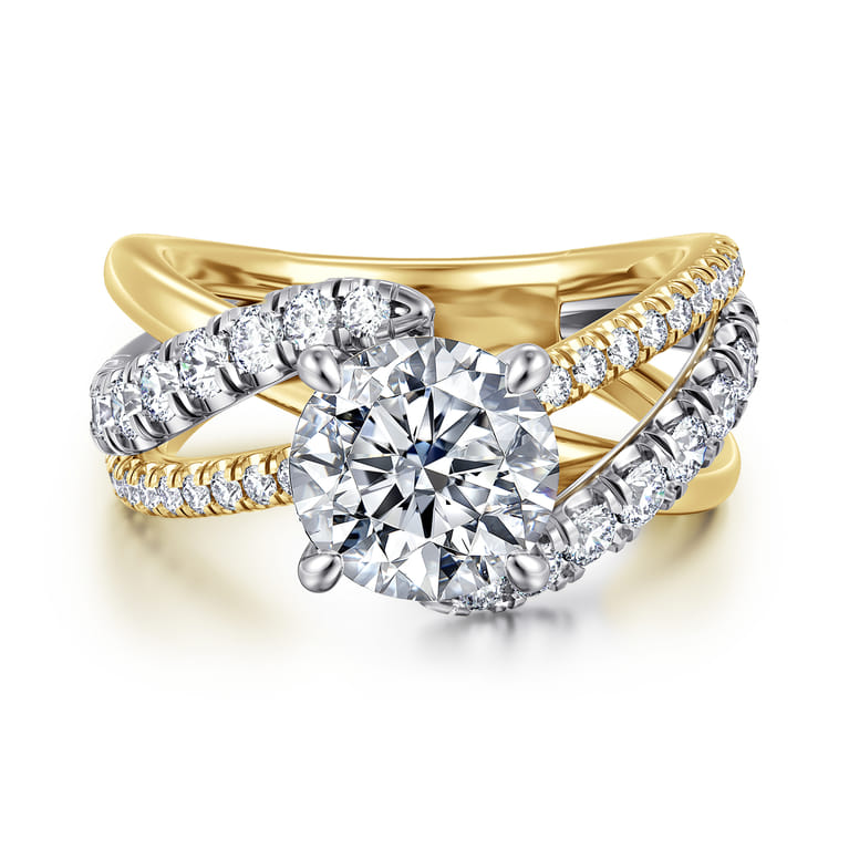 Zaira - 14K White-Yellow Gold Round Diamond Engagement Ring - 0.8 ct - Shot 1