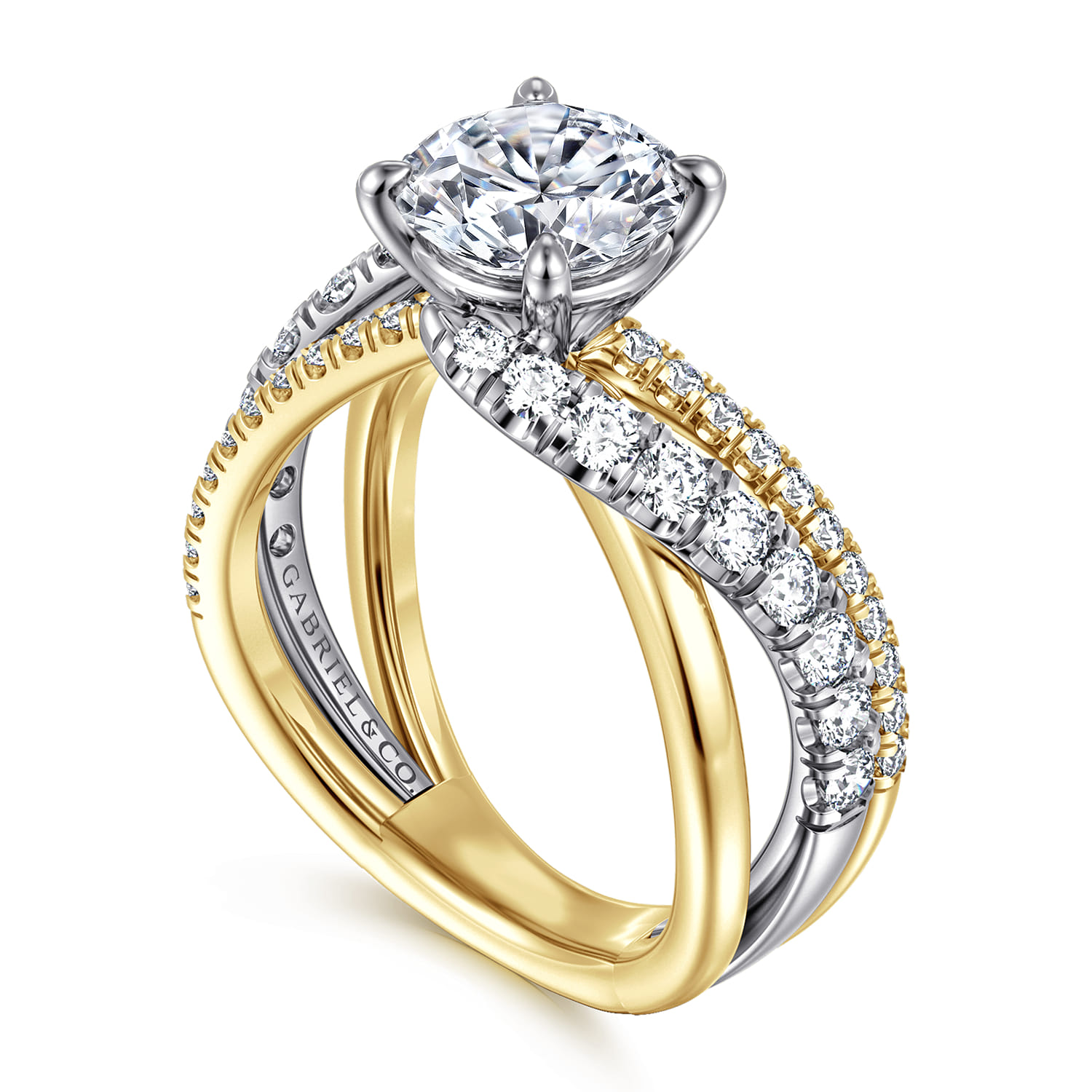 Zaira - 14K White-Yellow Gold Round Diamond Engagement Ring - 0.8 ct - Shot 3