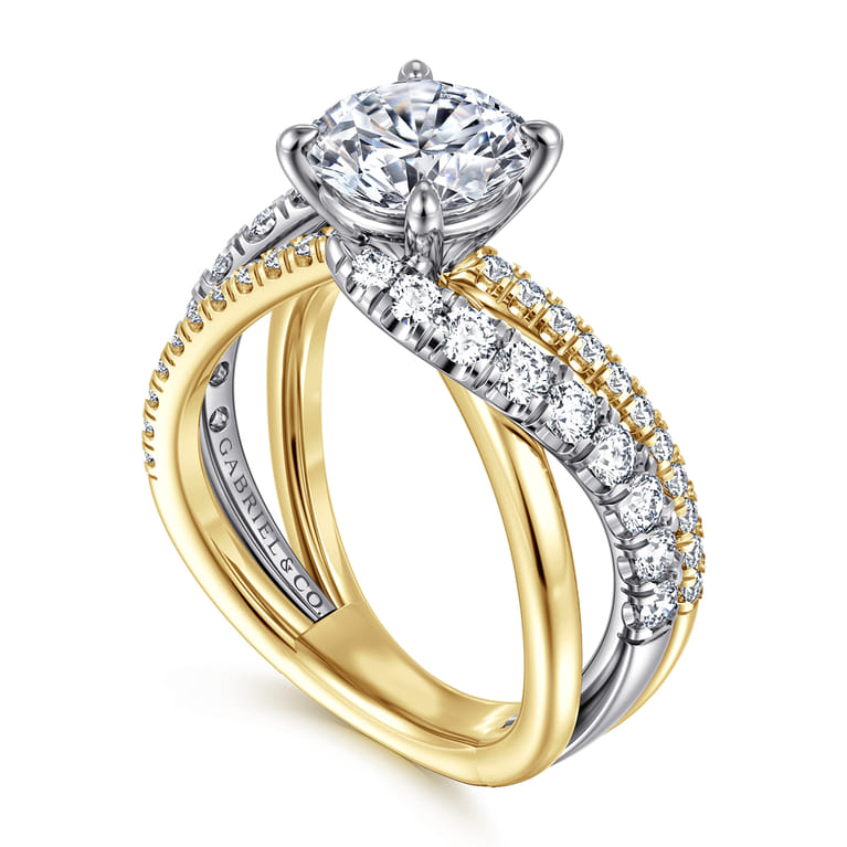 Zaira - 14K White-Yellow Gold Round Diamond Engagement Ring - 0.8 ct - Shot 3