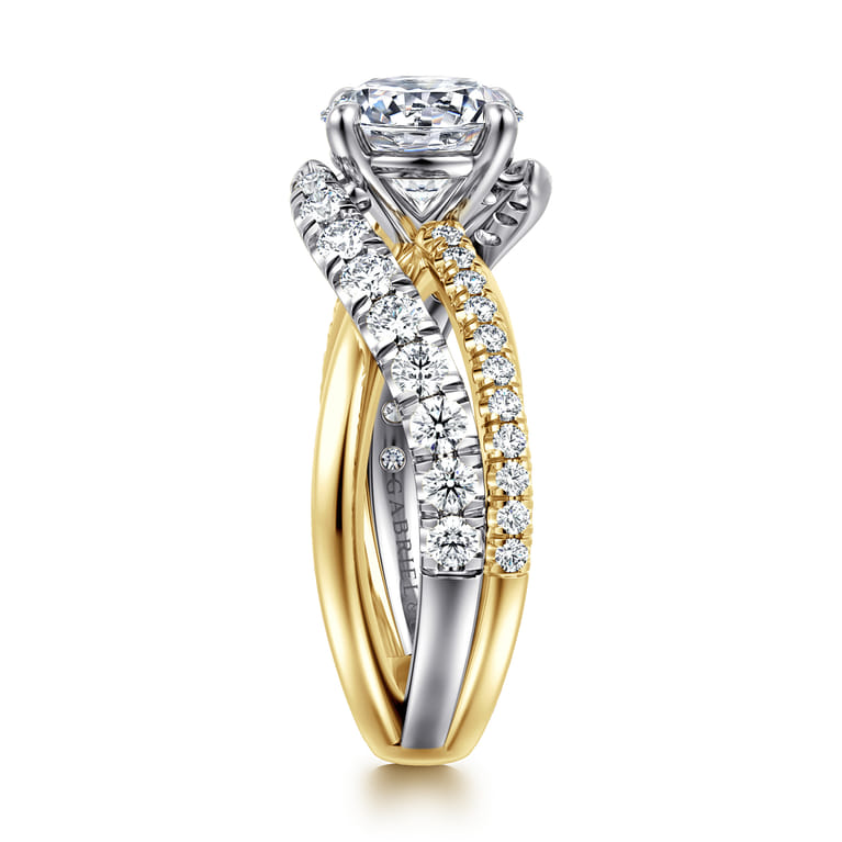 Zaira - 14K White-Yellow Gold Round Diamond Engagement Ring - 0.8 ct - Shot 4